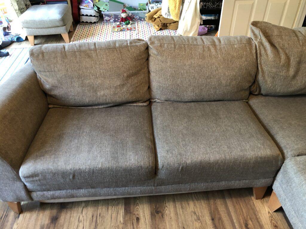 Grey sofa after cleaning