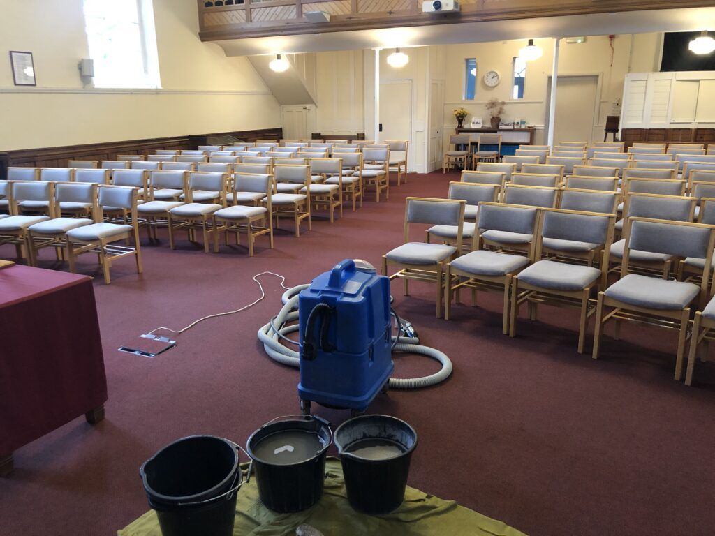 Cleaning 100 chairs at kelvedon reform church